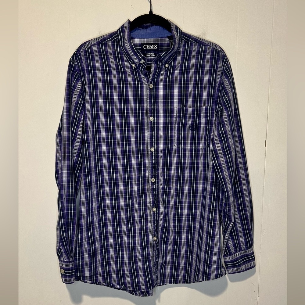 Chaps Stretch Men’s Easy Care Long Sleeve Collared Button Up Shirt S16 52625
